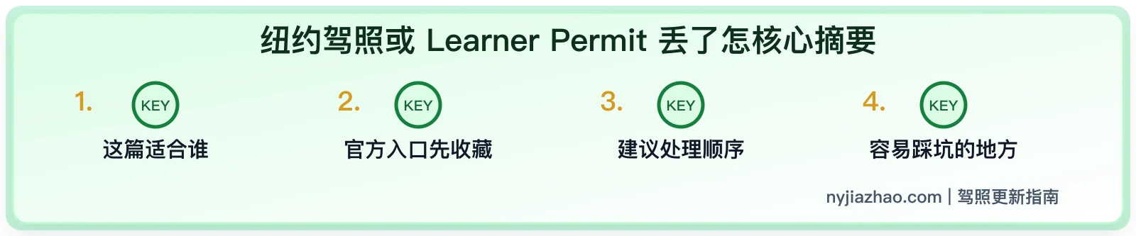纽约驾照或 Learner Permit 丢了怎么办:补办、地址和费用核对