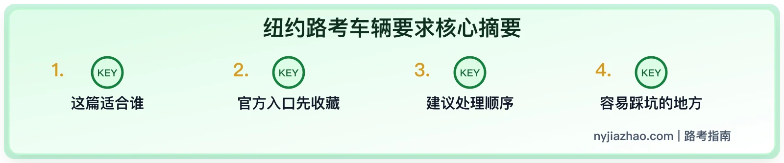 纽约路考车辆要求:注册、保险、年检、灯光和刹车先检查