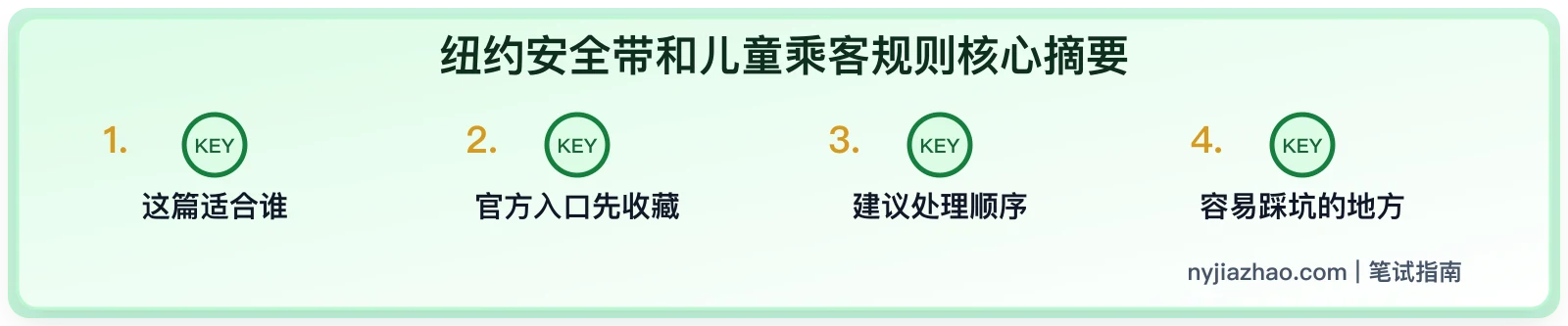 纽约安全带和儿童乘客规则:笔试安全题怎么理解